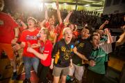 Peyton Romer, Rachel Connor, Kate Hartsough, Chris Mette and Lukas Melanson celebrate their FIRST Robotics Pittsburgh Regional championship.